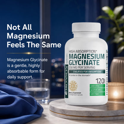 Bronson, Magnesium Glycinate 200 MG per Serving, 200MG