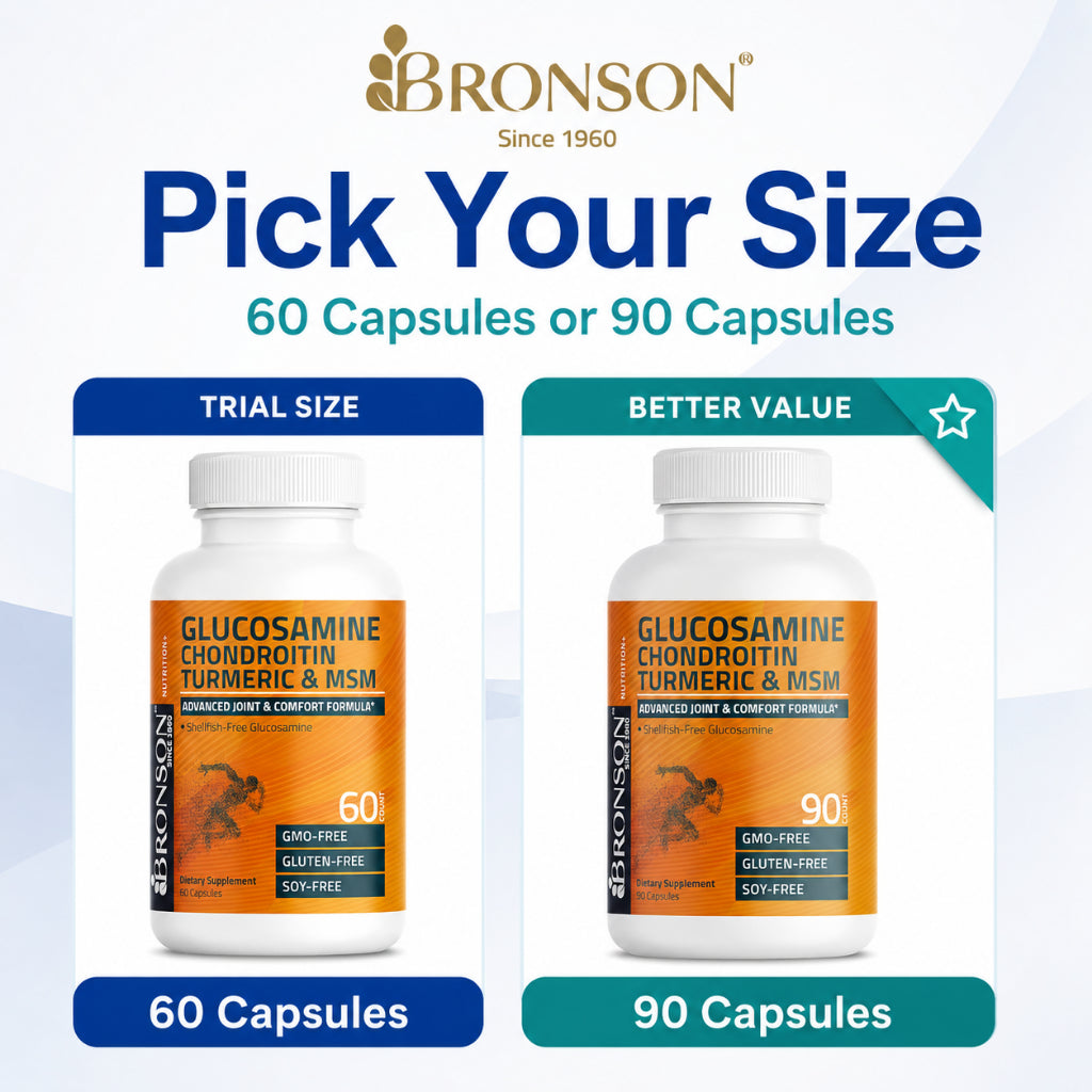 Bronson, Glucosamine Chondroitin Turmeric MSM Capsules Joint, 90cap