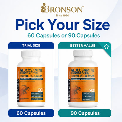 Bronson, Glucosamine Chondroitin Turmeric MSM Capsules Joint, 90cap
