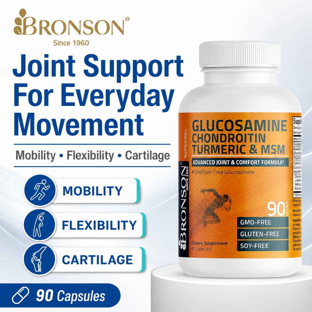 Bronson, Glucosamine Chondroitin Turmeric MSM Capsules Joint, 90cap
