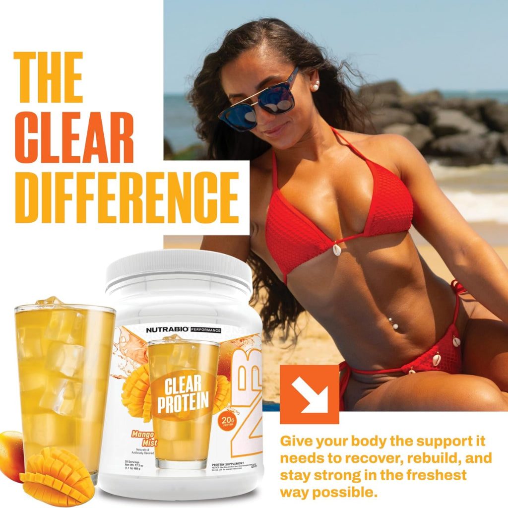 NutraBio, Clear Protein Powder Whey Protein Isolate, 20Servings
