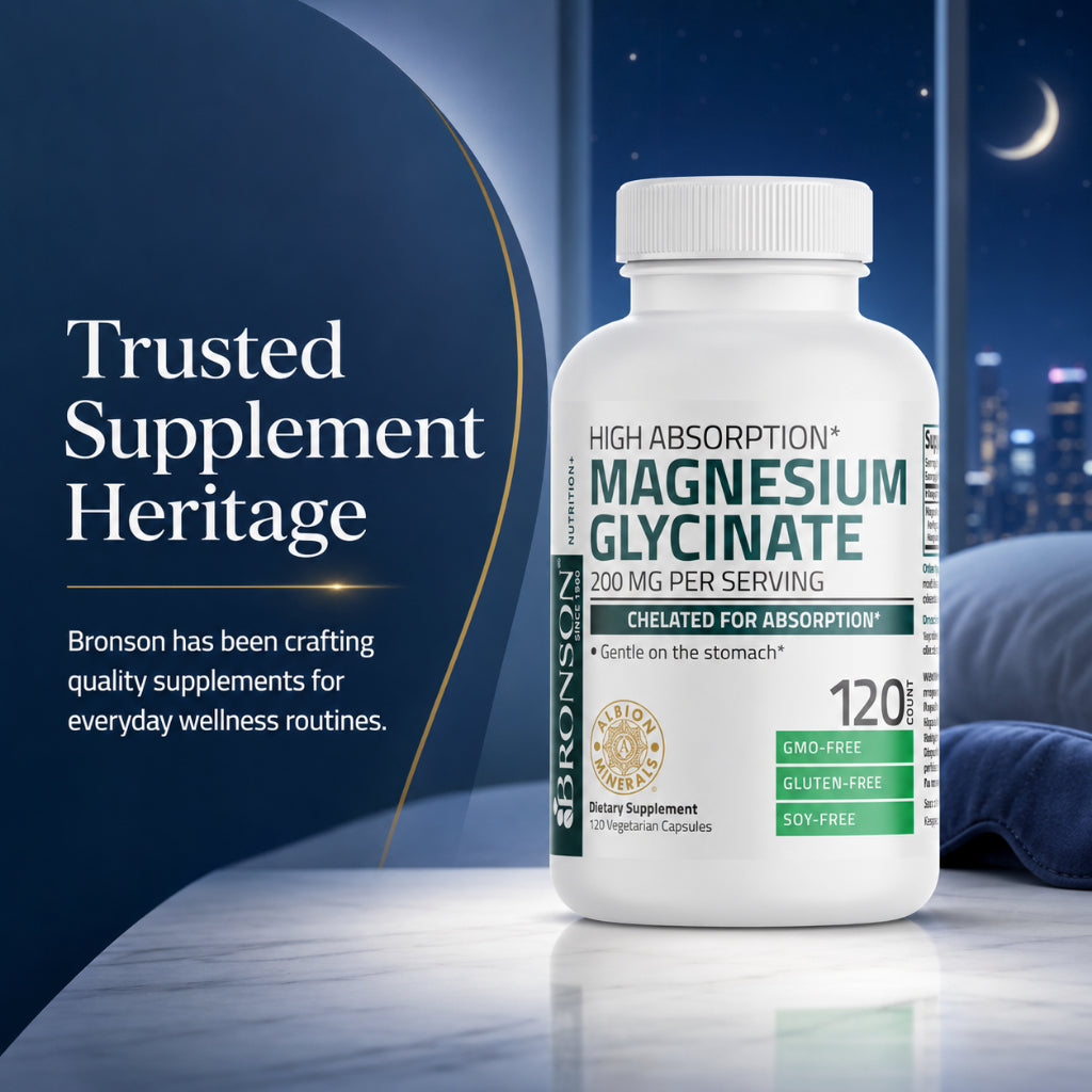 Bronson, Magnesium Glycinate 200 MG per Serving, 200MG