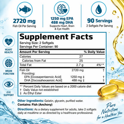 Bronson, Omega 3 Fish Oil Triple Strength, 2720mg