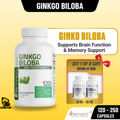 Bronson, Ginkgo Biloba Extra Strength Supports Brain, 250cap