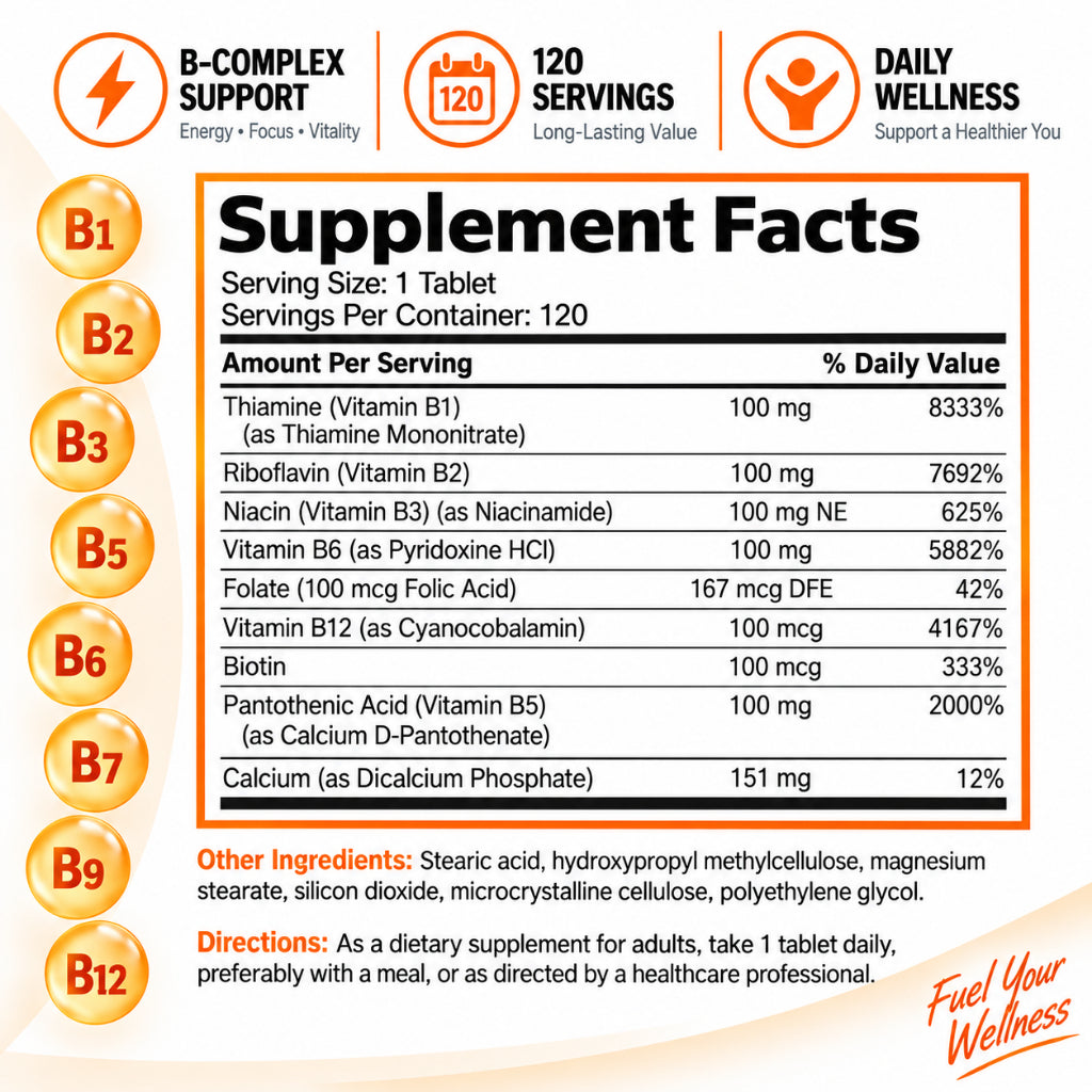 Bronson, Super B 100 Vitamin B Complex, 120Tablets