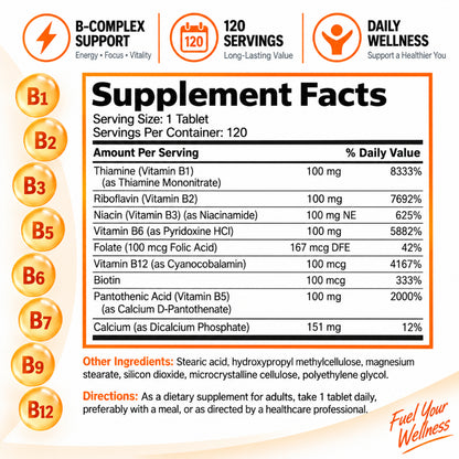 Bronson, Super B 100 Vitamin B Complex, 120Tablets
