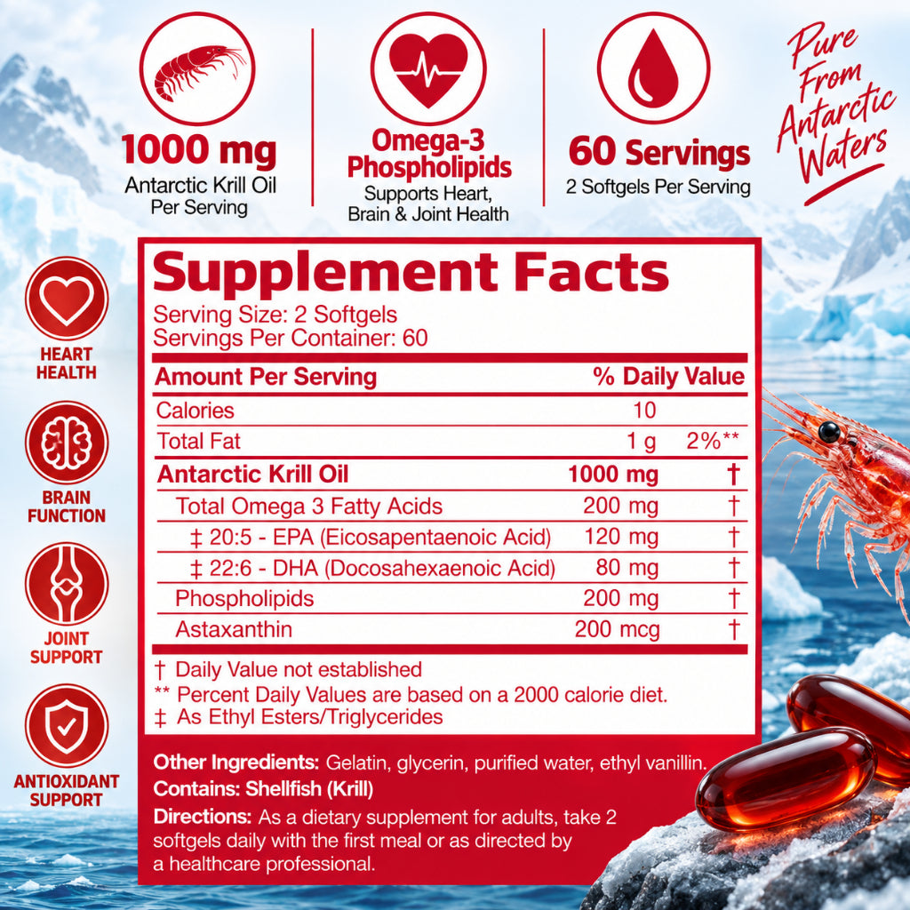 Bronson, Antarctic Krill Oil Omega-3 EPA DHA, 1000mg