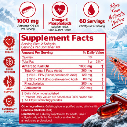 Bronson, Antarctic Krill Oil Omega-3 EPA DHA, 1000mg
