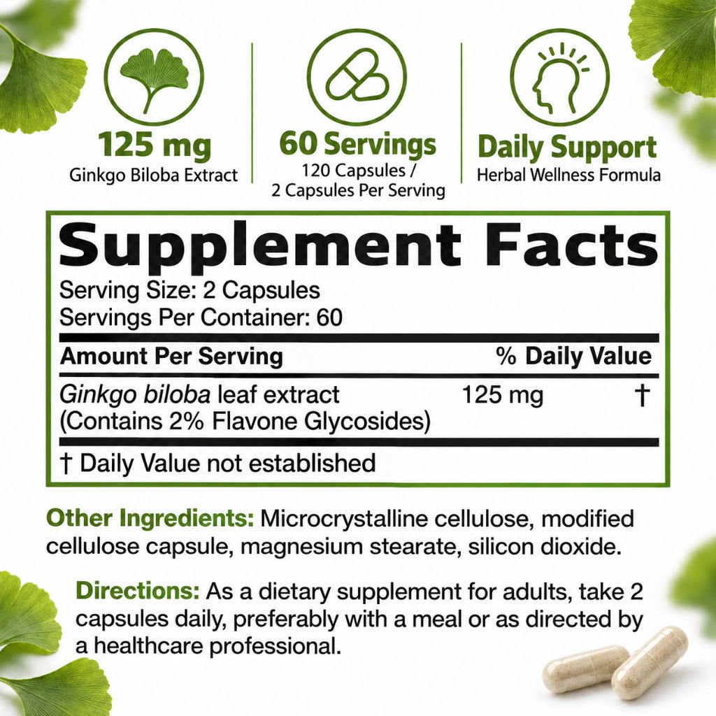 Bronson, Ginkgo Biloba Extra Strength Supports Brain, 250cap