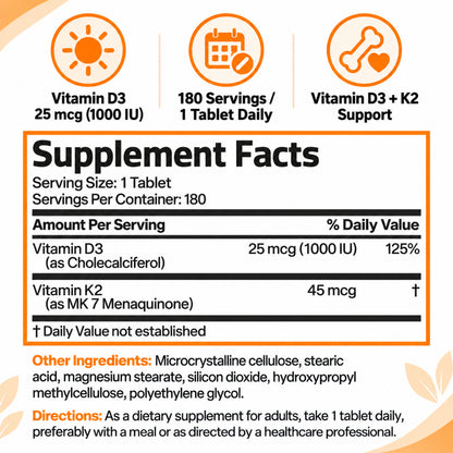 Bronson, Vitamin K2 MK7 Minis with D3, 180tablets