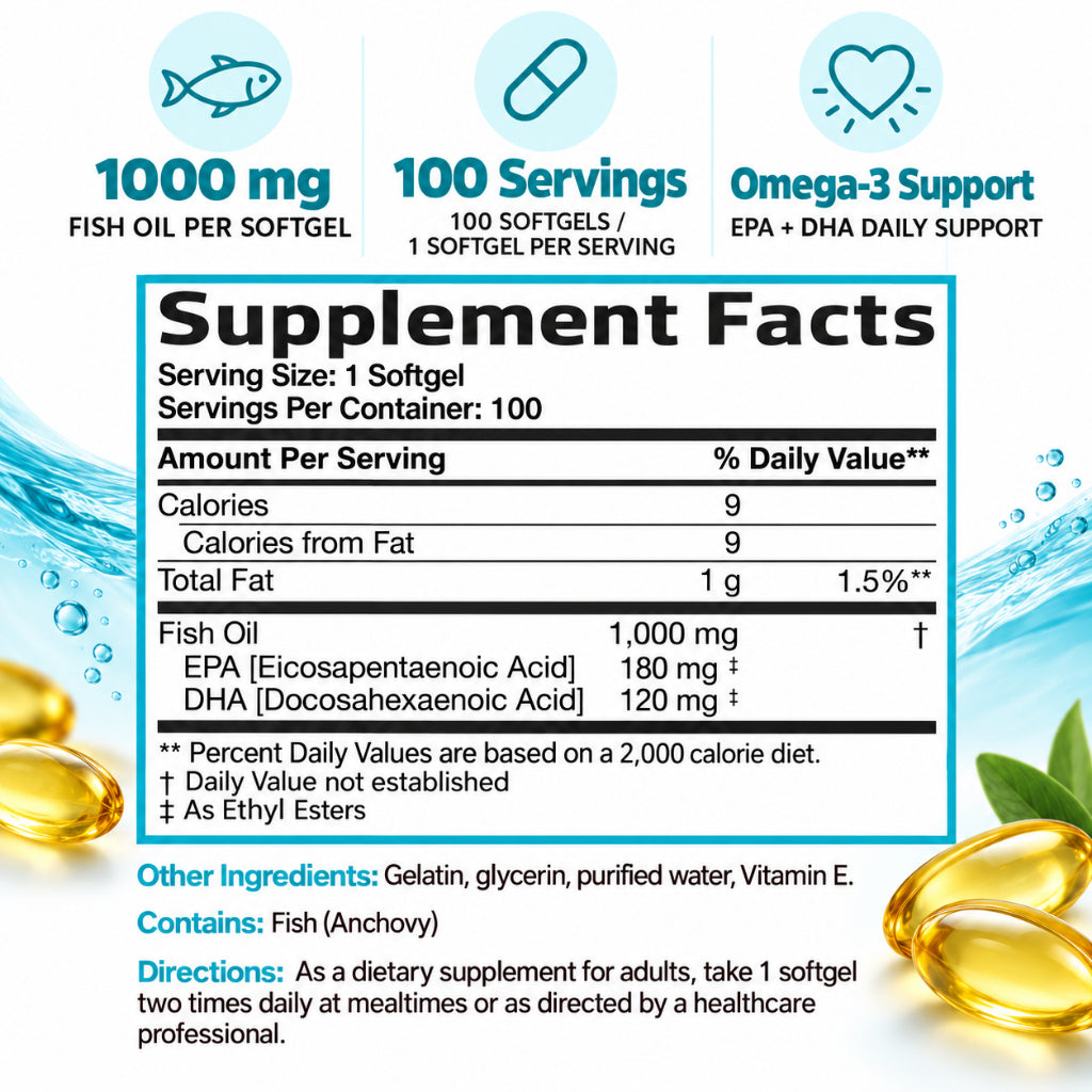 Bronson, Omega-3 Fish Oil EPA DHA 100/250, 1000mg