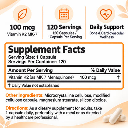 Bronson, Vitamin K2 as MK-7 Menaquinone 100, 120cap