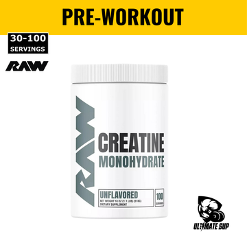 RAW Nutrition Creatine Monohydrate Powder, Build Muscle & Strength, Support Recovery, Unflavored, 30-100 Servings - Ultimate Sup Singapore