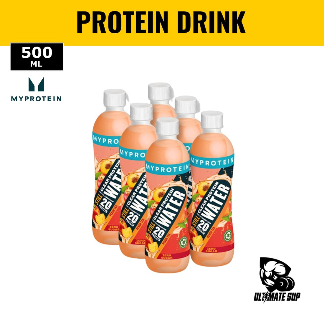 MyProtein Clear Protein Water, High Protein Drink, Zero Sugar, 20g of Protein, Fruity Flavors, 500ml, 6 bottles - Ultimate Sup Singapore