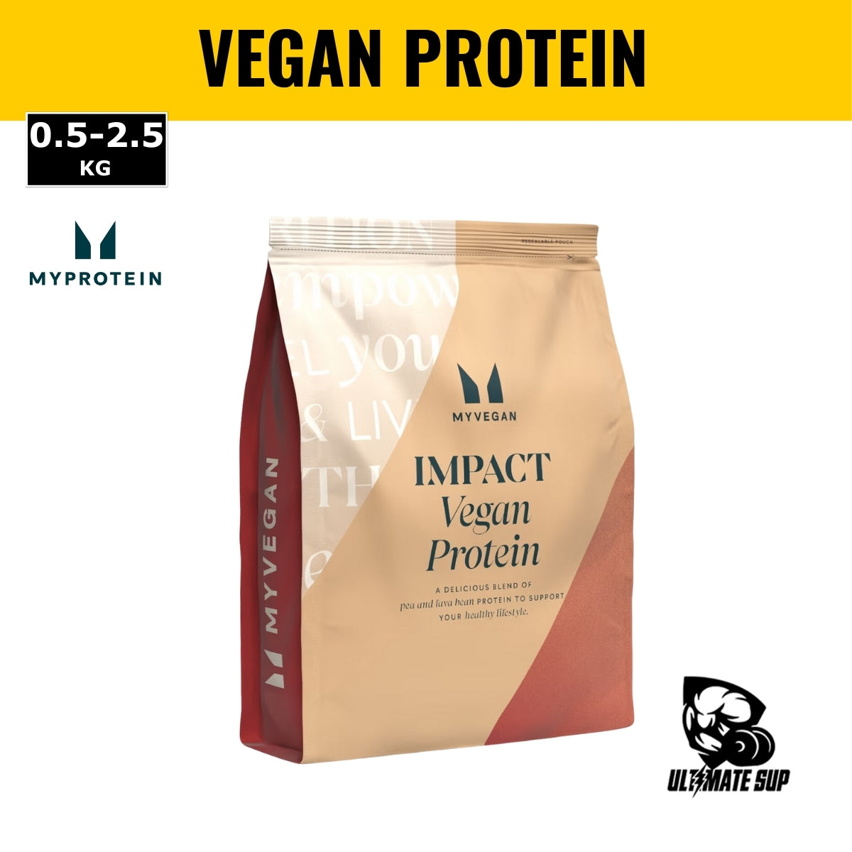 Myprotein Impact Vegan Protein, Grow Muscle, Pea and Fava Bean Protein Isolates, For Vegans, Various Flavors, 1-2.5kg - Ultimate Sup Singapore