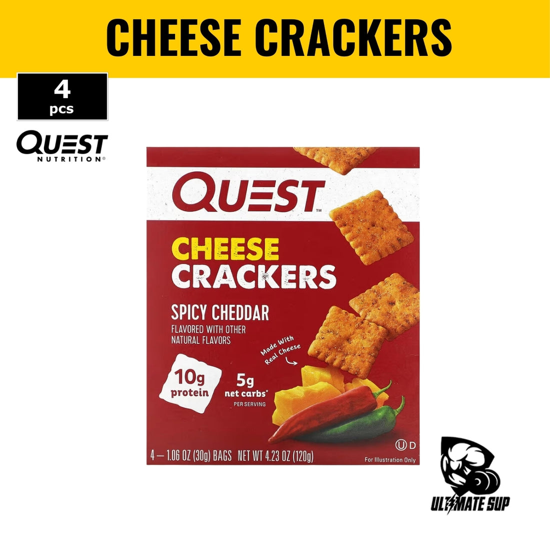 Quest Nutrition, Cheese Crackers, Protein Snacks, Various Flavors, 4 bags - Ultimate Sup Singapore