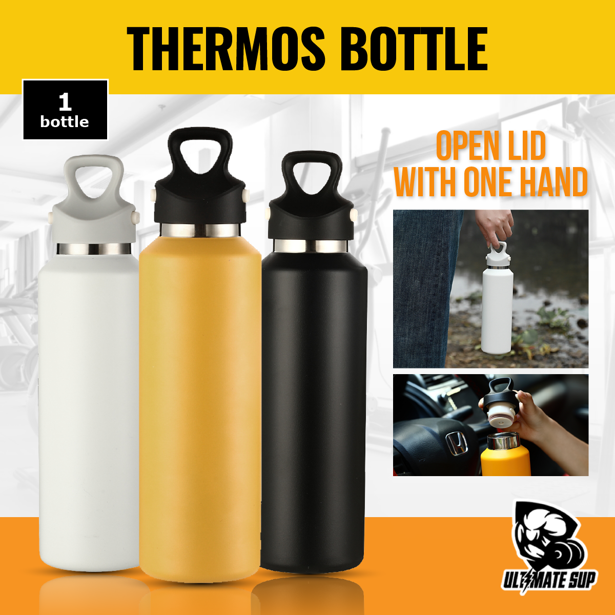 Frost Vial, 600ml, Thermal Flask Insulated Stainless Steel Water Bottle, Double Layer, Threadless Lid - Ultimate Sup - Ultimate Sup Singapore