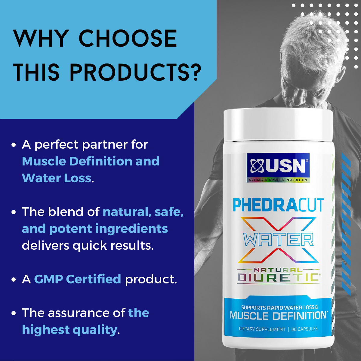 USN, Phedracut Water X, Natural Diuretic, Lean Muscle, Reduce Water Retention, Weight Loss Support, 90 Capsules - Ultimate Sup Singapore