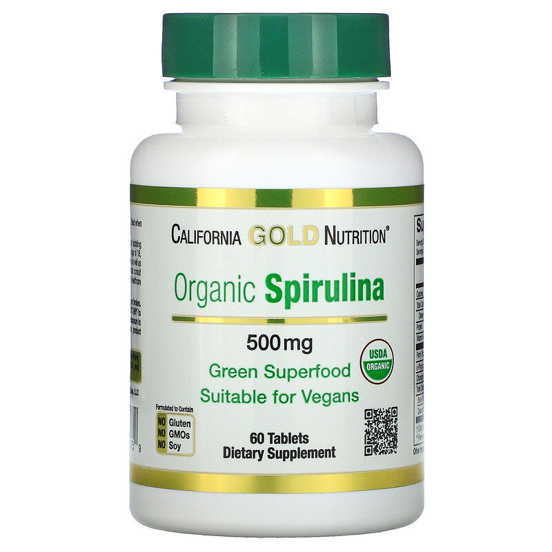 California Gold Nutrition, Green Superfood, Organic Spirulina, USDA Certified, 500 mg, 60-240-720 Tablets - Ultimate Sup Singapore