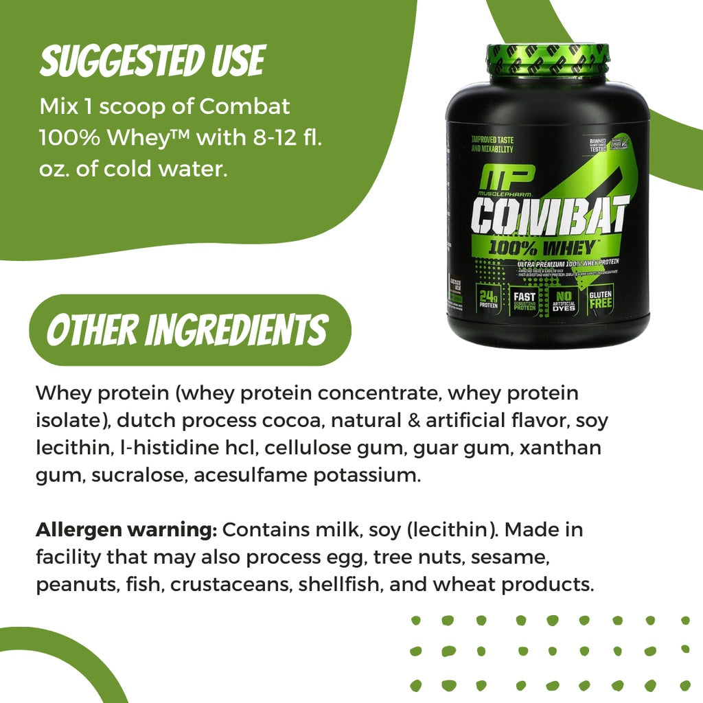 MusclePharm, Combat 100% Whey Protein, 5 lbs (2269 g) - Ultimate Sup Singapore