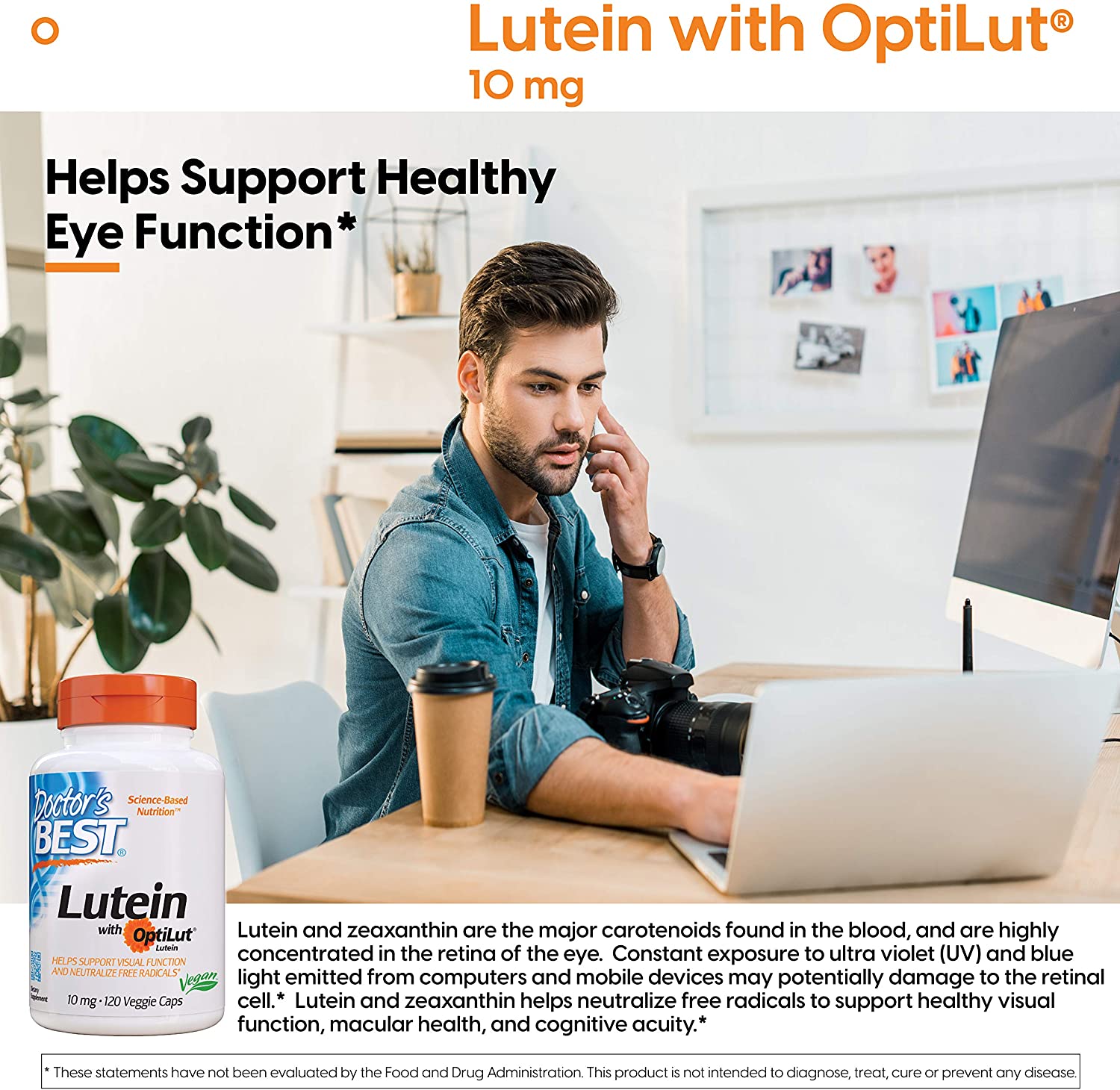 Doctor's Best, Lutein with OptiLut, 10 mg, 120 Veggie Caps - Ultimate Sup Singapore