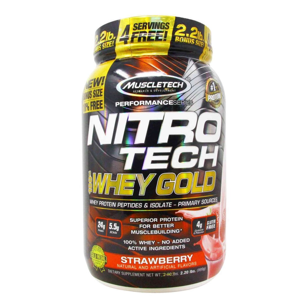 MuscleTech, Nitro Tech Whey Gold, 2-8lbs, strawberry 2lbs