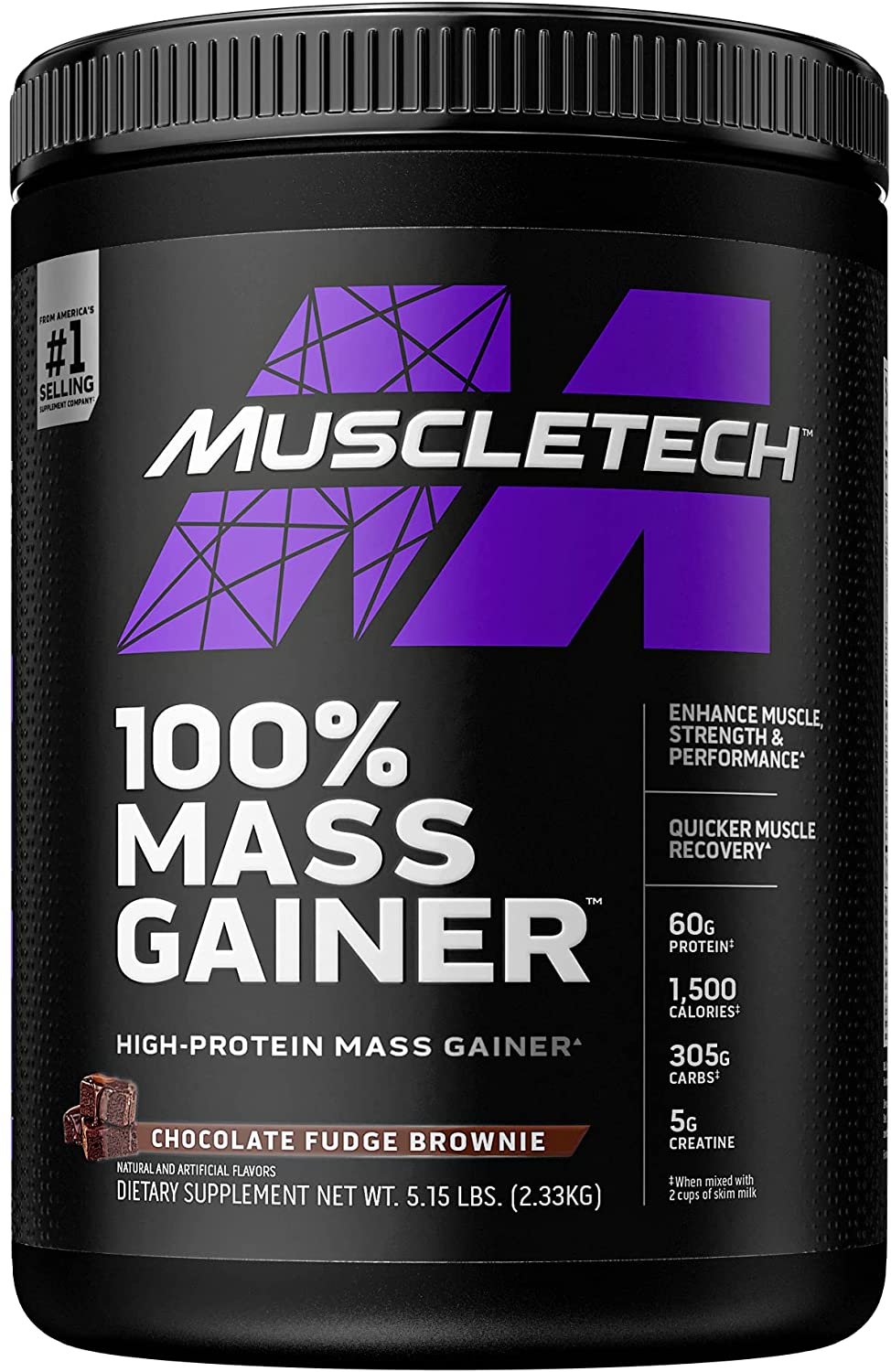 Muscletech, 100% Mass Gainer, Chocolate Fudge Brownie, 5.15 lbs (2.33 kg) - Ultimate Sup Singapore