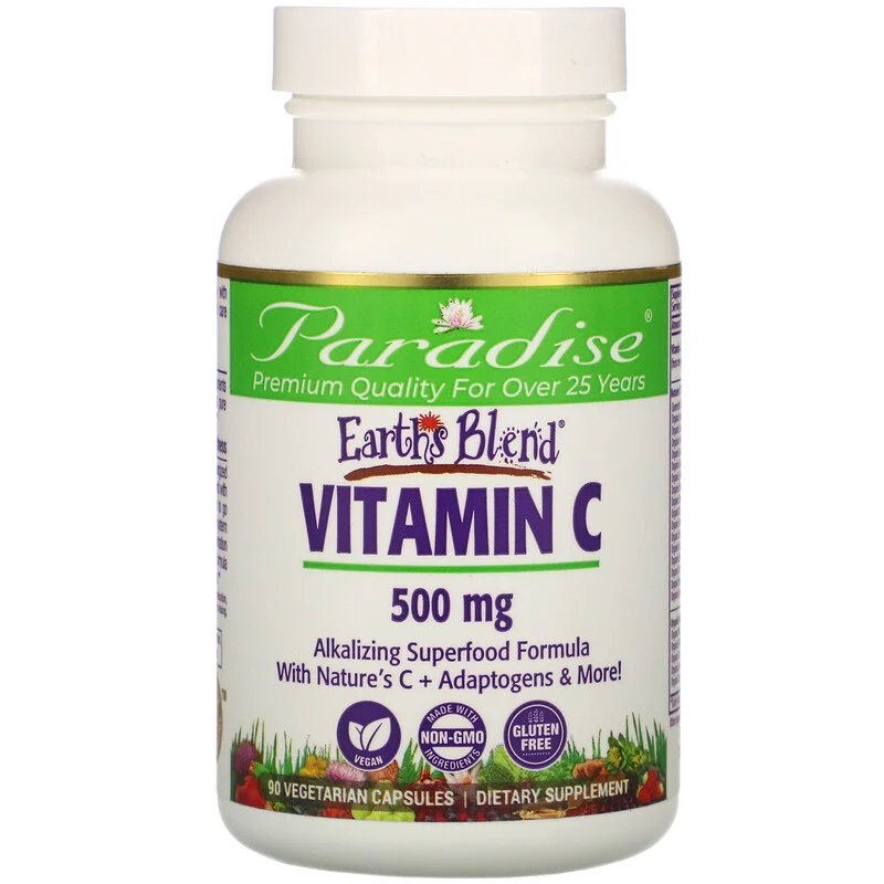 Paradise Herbs, Earth's Blend, Vitamin C, 500 mg, Immune Support, 90 Vegetarian Capsules - Ultimate Sup Singapore