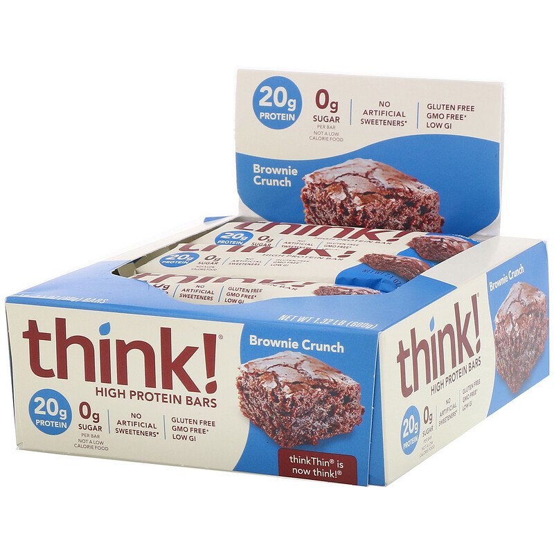 Think !, High Protein Bars, Brownie Crunch, 10 Bars, 2.1 oz (60 g) Each - Ultimate Sup Singapore