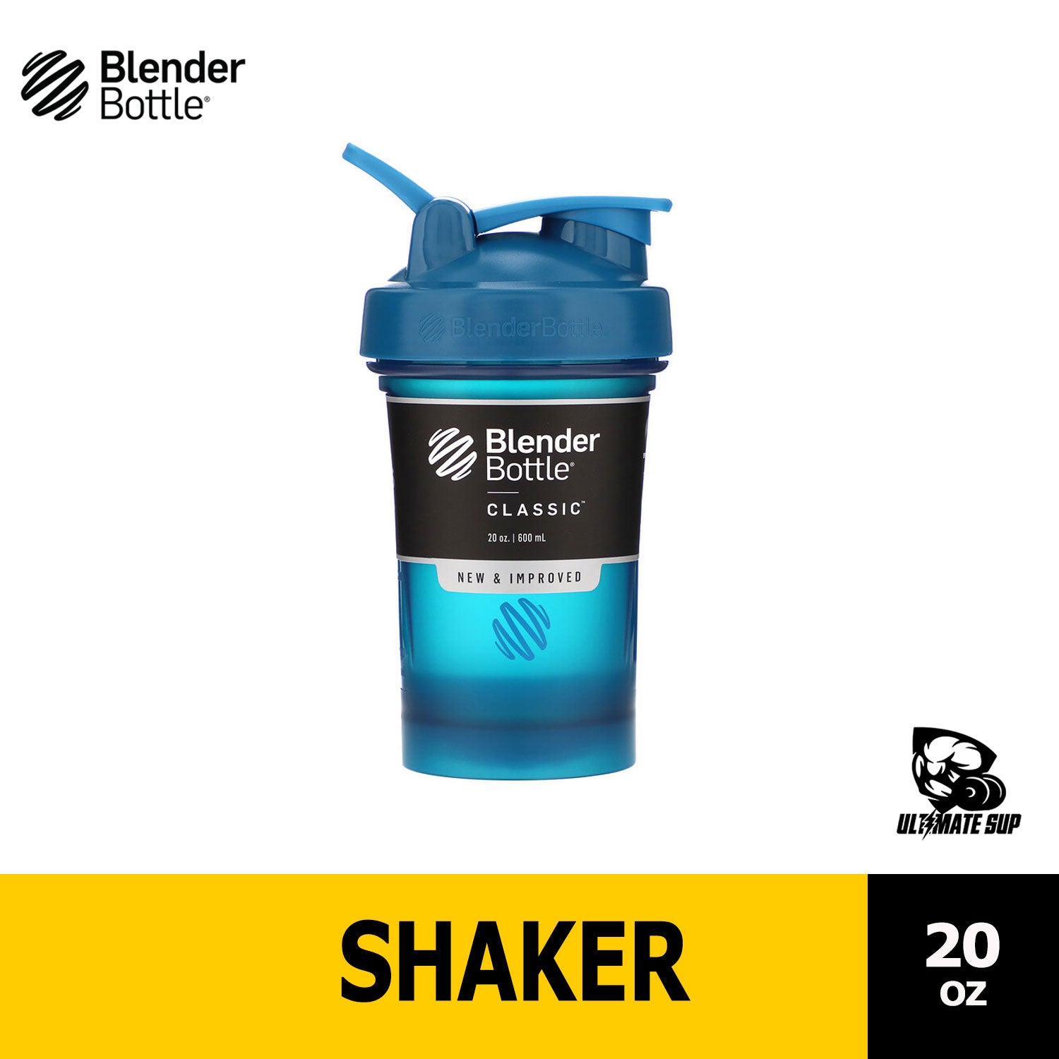 Blender Bottle, Protein Shaker, Water Bottle, Classic With Loop Version 2, 20oz - Ultimate Sup Singapore