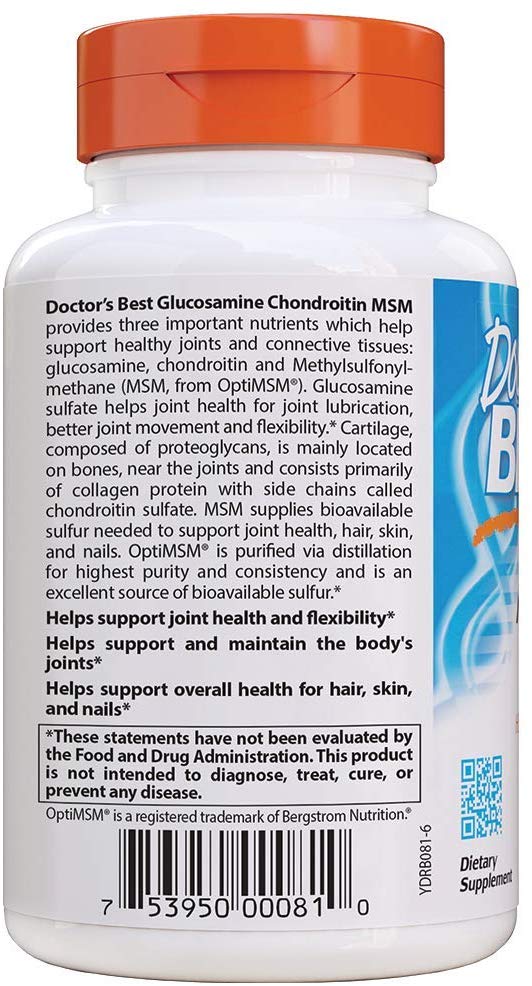 Doctor's Best, Glucosamine Chondroitin MSM with OptiMSM, 240360 Veggi