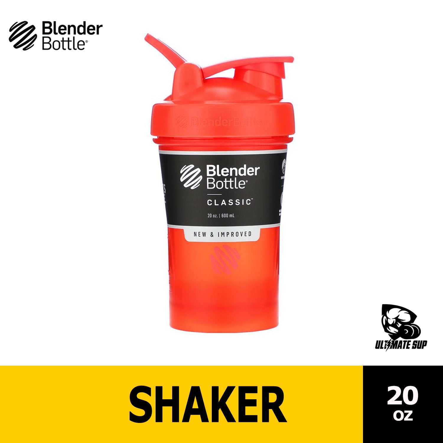 Blender Bottle, Classic Protein Shake With Loop Version 2, 20oz