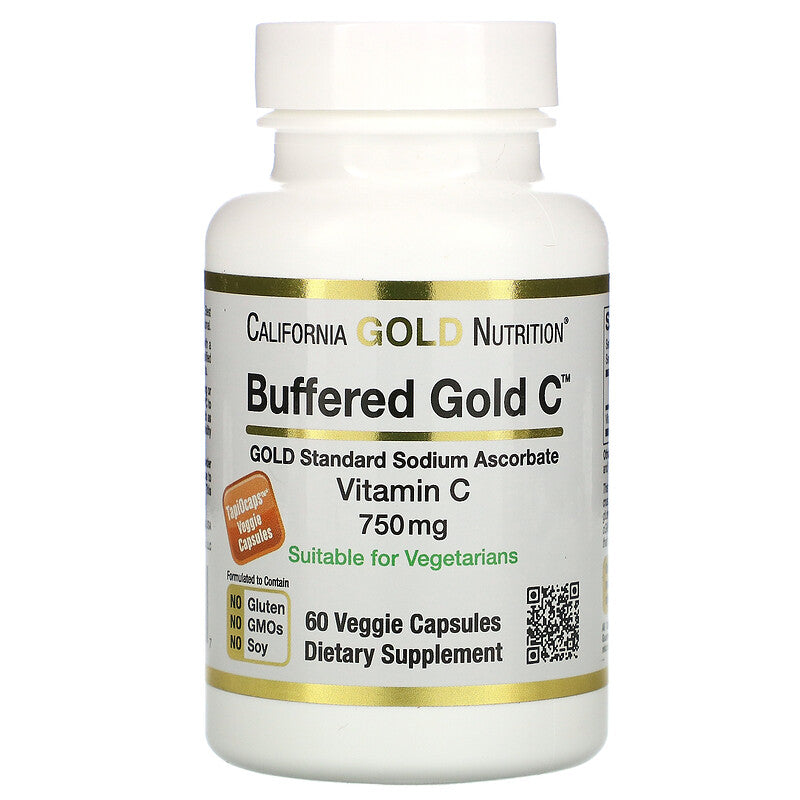 California Gold Nutrition, Buffered Vitamin C, 750 mg, 60 Veggie Capsules - Ultimate Sup Singapore