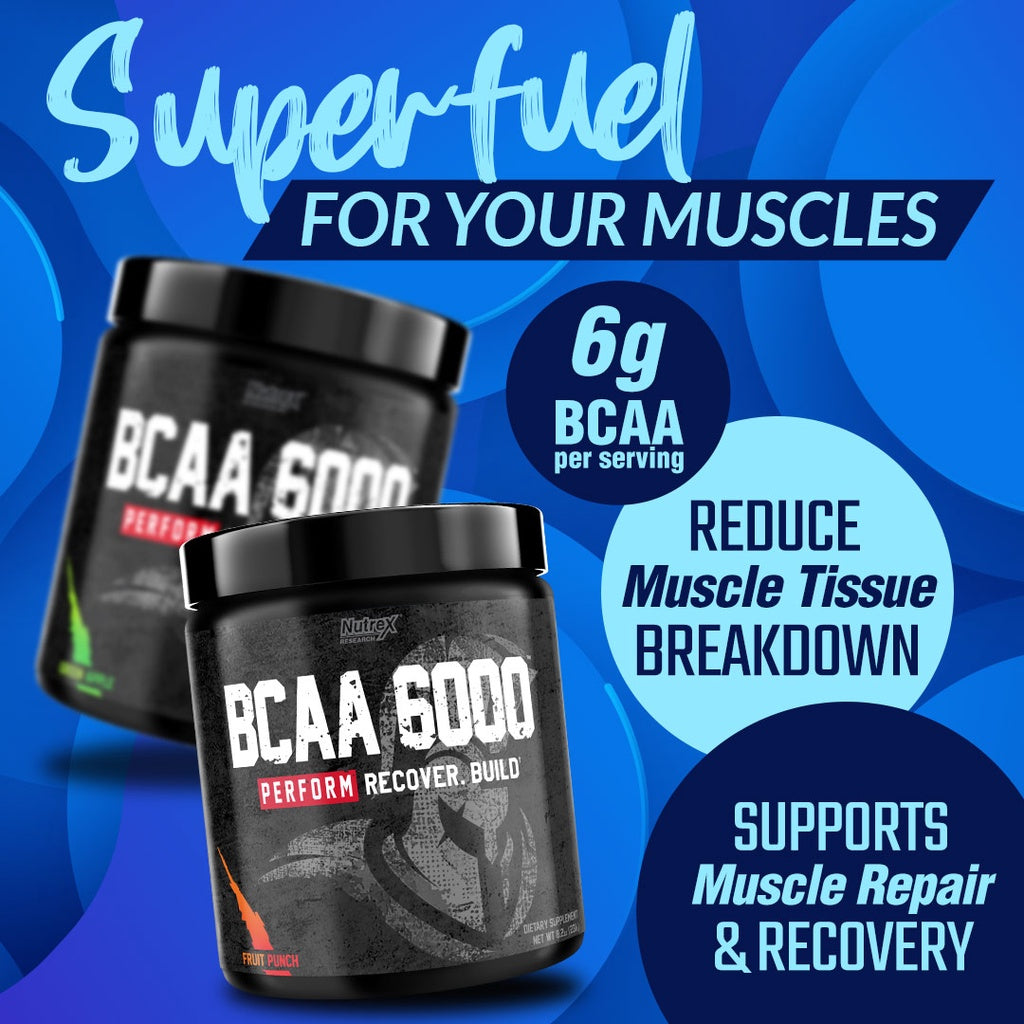 Nutrex Research BCAA Powder 6000, 2:1:1 L-Leucine: L-Isoleucine: L-Valine Ratio, Boost Performance & Recovery - Ultimate Sup Singapore