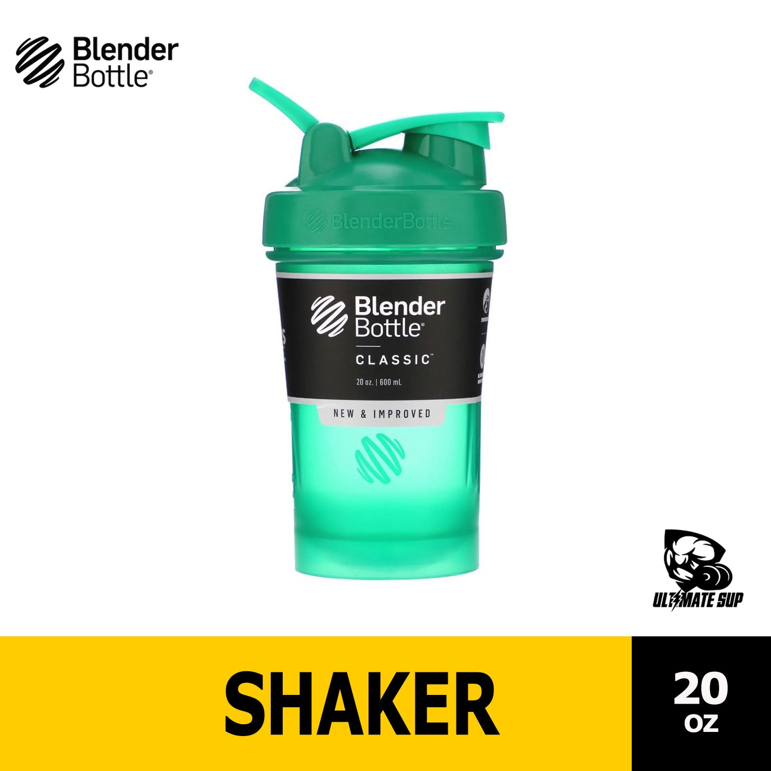 Blender Bottle, Protein Shaker, Water Bottle, Classic With Loop Version 2, 20oz - Ultimate Sup Singapore