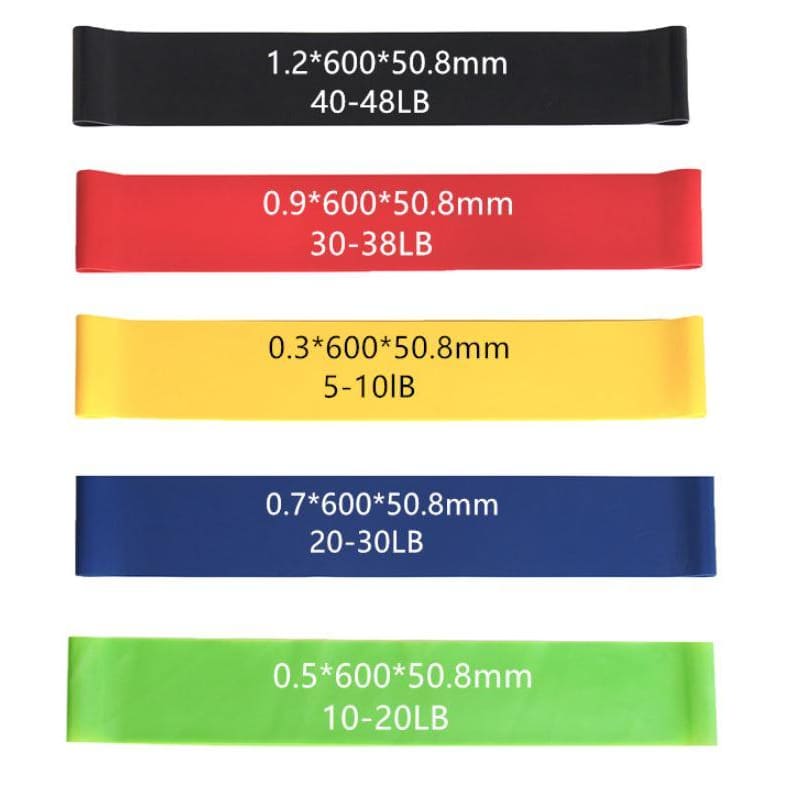5 Piece Fitness Resistance Loop Band Set | 5 Levels Resistance Loop Bands | Build Muscle | Tone Abs &Butt - Ultimate Sup Singapore