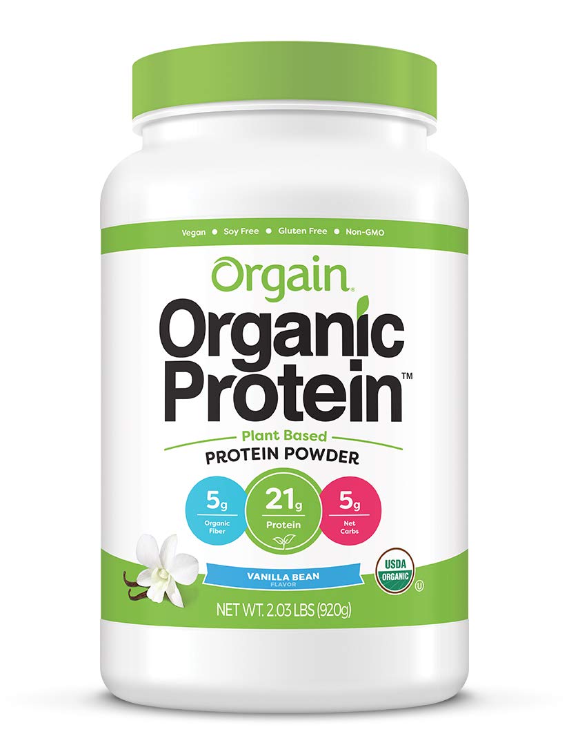 Orgain Organic Plant Based Protein Powder, Vanilla Bean - Vegan, Low Net Carbs, Non Dairy, Gluten Free, Lactose Free, No Sugar Added, Soy Free, Kosher, Non-GMO, 1.02 - 2.03lbs, 10-20 servings - Ultimate Sup Singapore