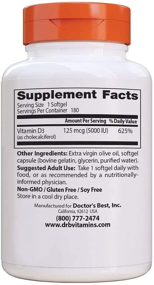 Doctor's Best, Vitamin D3, 125 mcg (5000 IU) - Ultimate Sup Singapore