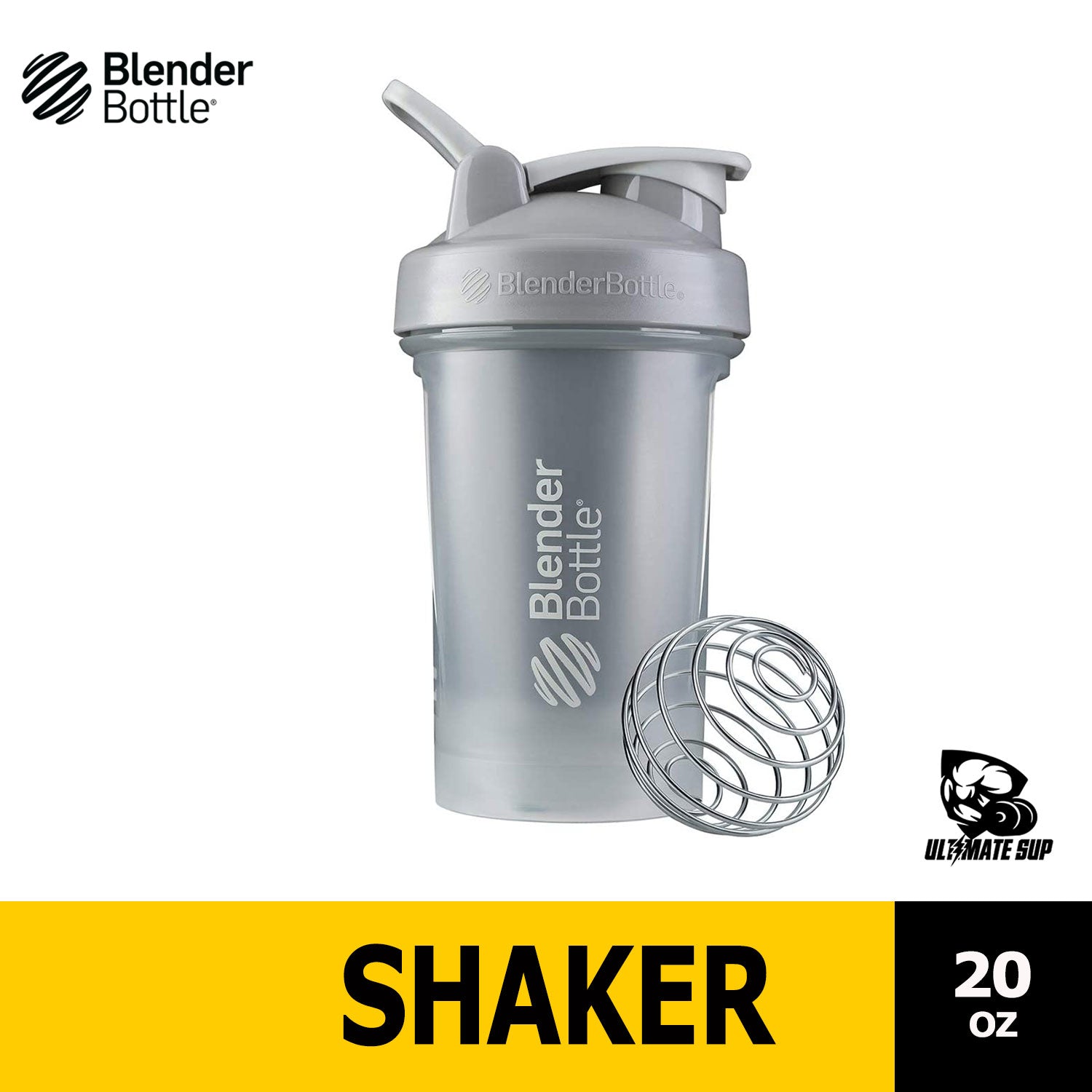 Blender Bottle, Protein Shaker, Water Bottle, Classic With Loop Version 2, 20oz - Ultimate Sup Singapore