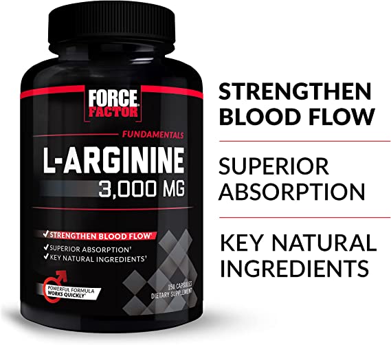 Force Factor, L-Arginine, Nitric Oxide Supplement, BioPerine, Build Muscle, Support Stronger Blood Flow, 3000mg, 150caps - Ultimate Sup Singapore