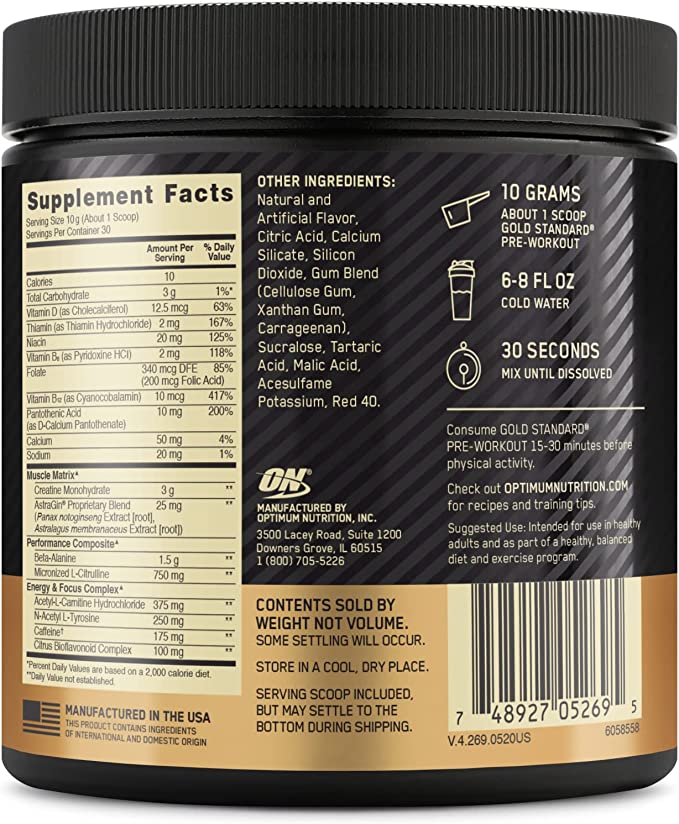 Optimum Nutrition, Gold Standard Pre Workout, 300g - Ultimate Sup Singapore