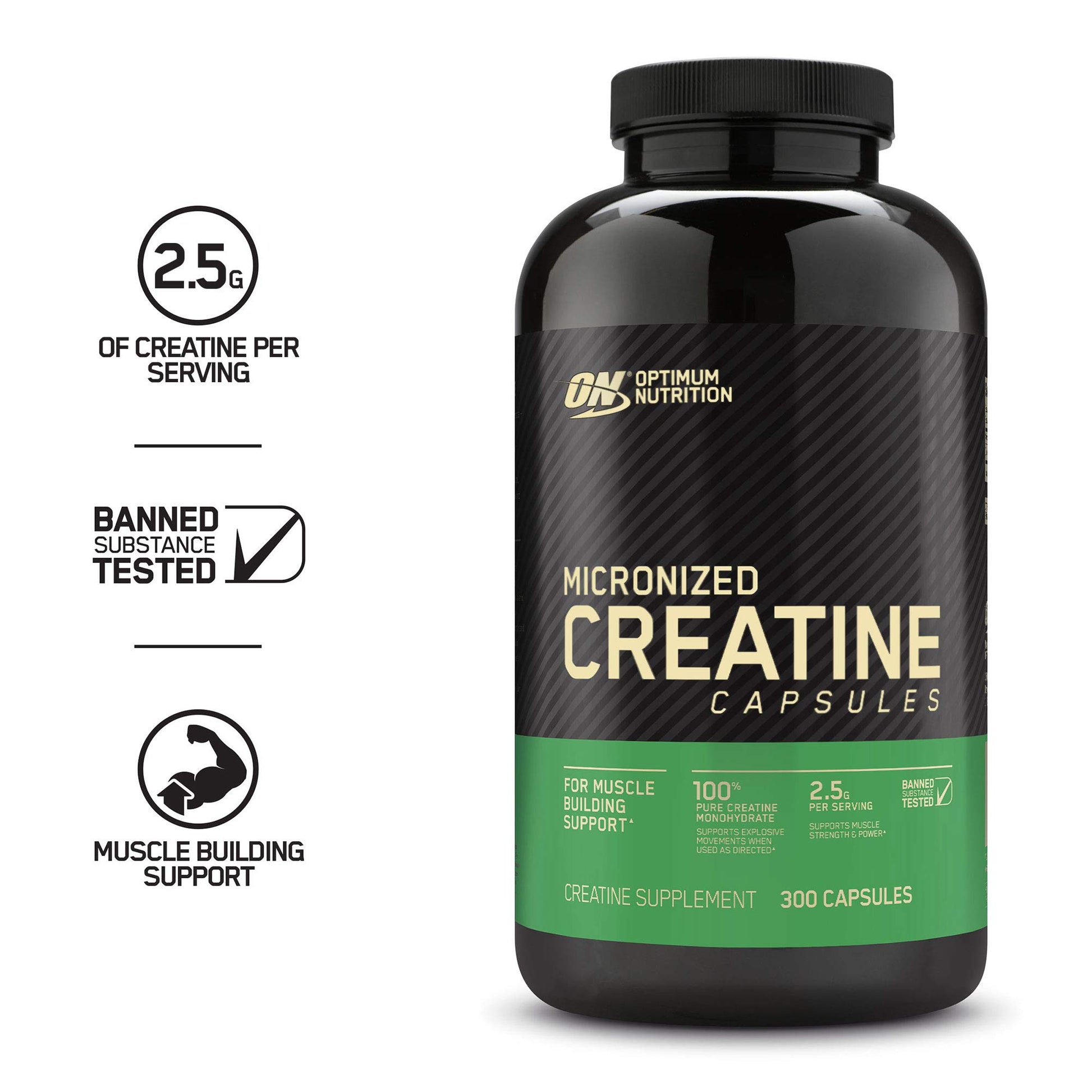 Optimum Nutrition Micronized Creatine Monohydrate Capsules 2.5 g, 100-300 Capsules - Ultimate Sup Singapore