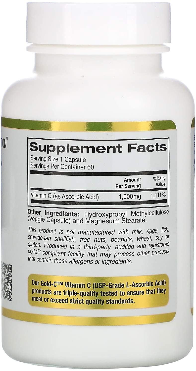 California Gold Nutrition, Gold C, Vitamin C, antioxidant, supports immune health, 750mg / 1000mg - Ultimate Sup Singapore