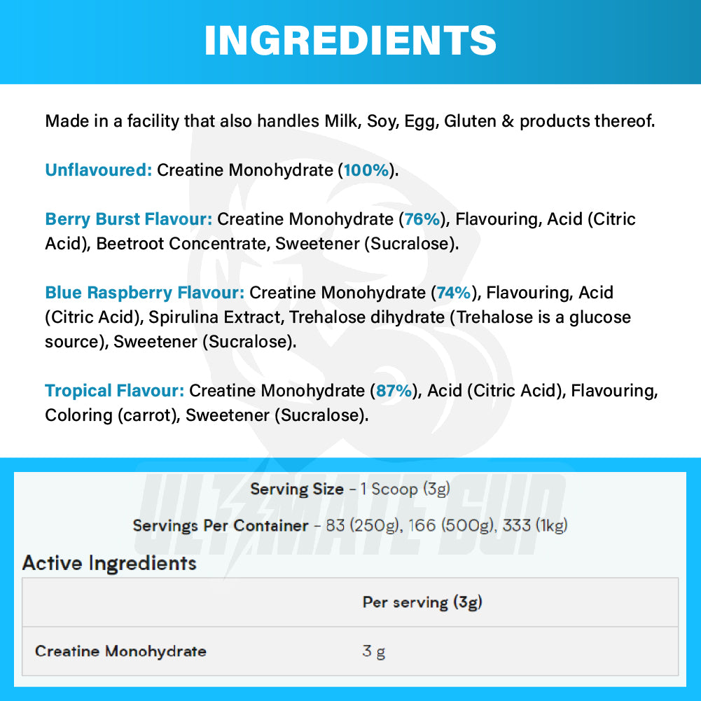 Myprotein, Creatine Monohydrate, 250g-1kg - Ultimate Sup Singapore