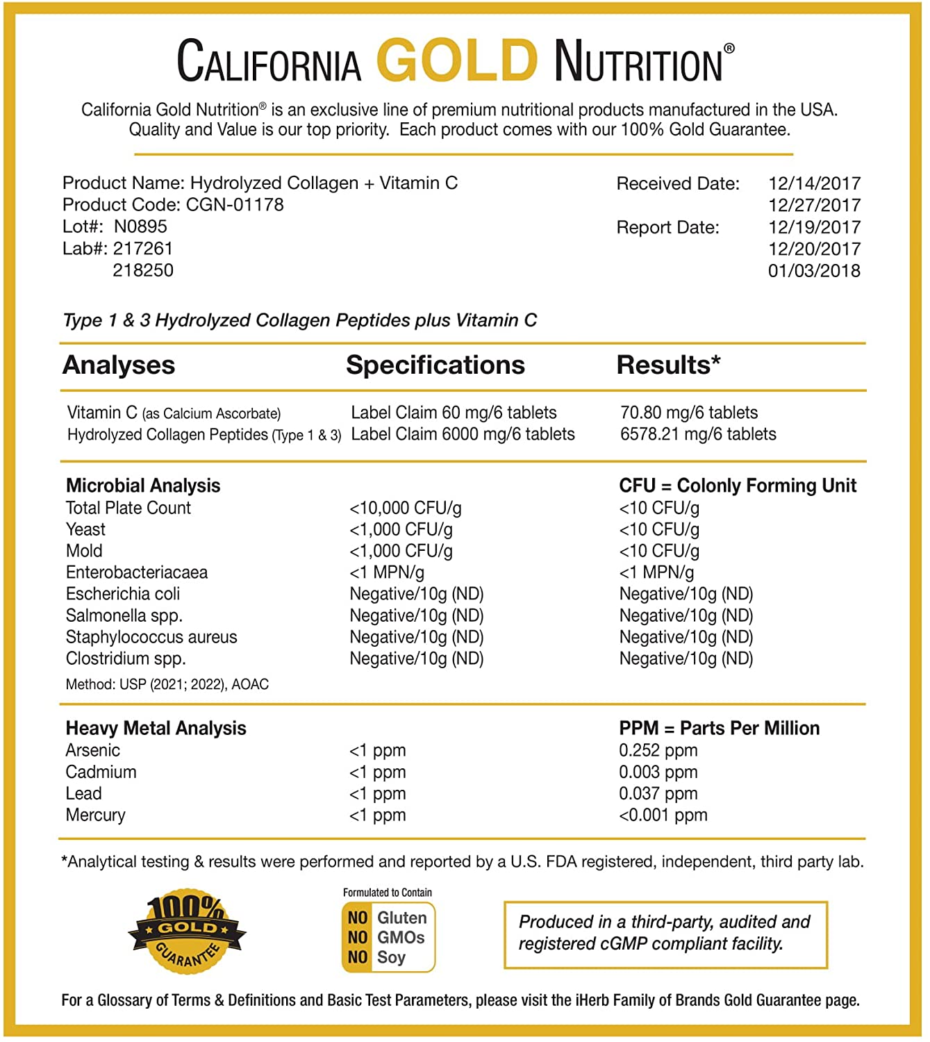 California Gold Nutrition, Hydrolyzed Collagen Peptides + Vitamin C, Type 1 & 3, 6,000 mg Per Serving, 250 Tablets - Ultimate Sup Singapore