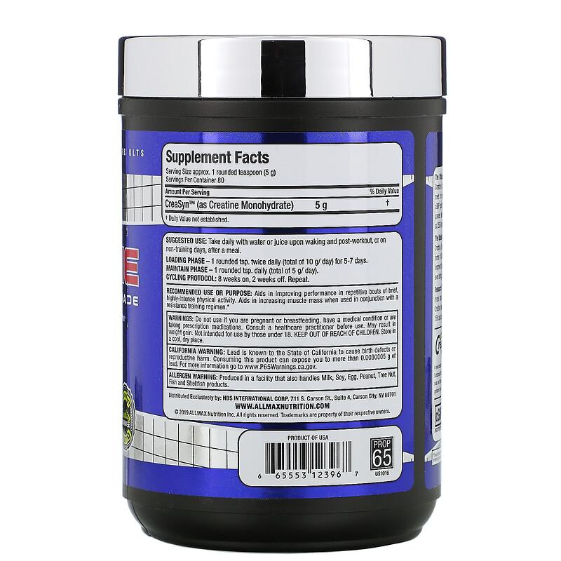 ALLMAX Nutrition, Creatine Powder, 400-1000g (80-200 sers) - Ultimate Sup Singapore