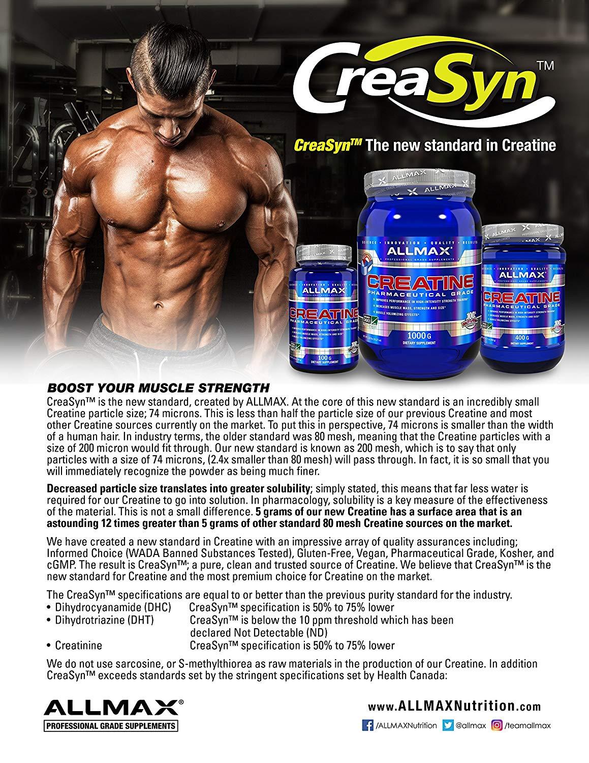 ALLMAX Nutrition, Creatine Powder, 400-1000g (80-200 sers) - Ultimate Sup Singapore
