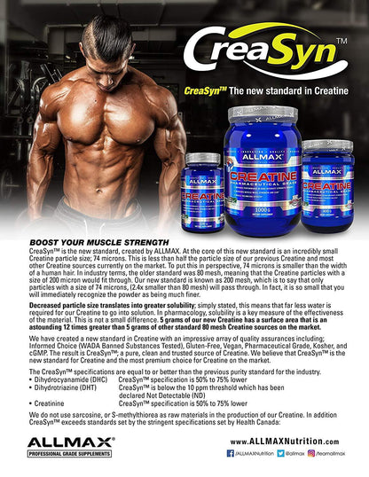 ALLMAX Nutrition, Creatine Powder, 400-1000g (80-200 sers) - Ultimate Sup Singapore