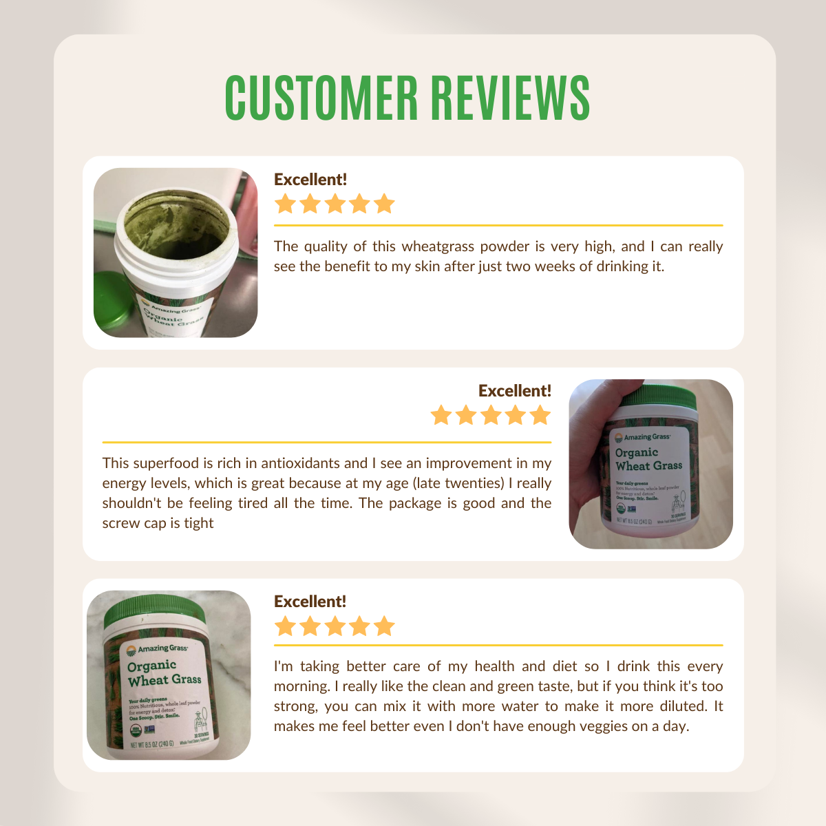Amazing Grass, Organic Wheat Grass, Wheat Grass for Energy, Support Detox & Immunity, Chlorophyll, Plant based, 240g - Ultimate Sup Singapore