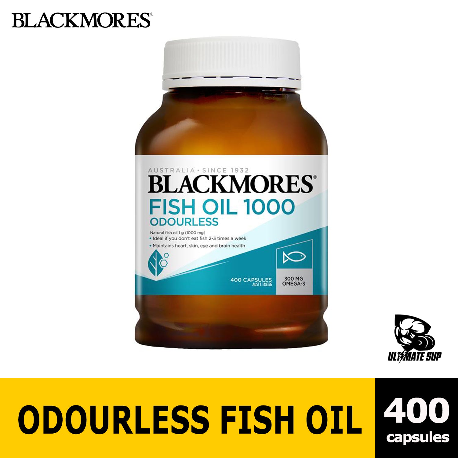 Blackmores Odourless Fish Oil 1000mg 400cap New Packaging - Ultimate Sup Singapore